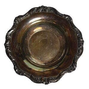 Vintage Silver Plated Poole Footed Bowl Decorative Ornate Edge